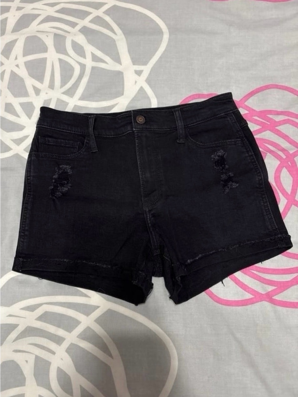 Hollister High-Rise Black Ripped Jean Shorts